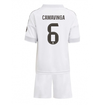 Real Madrid Eduardo Camavinga #6 Maglia Gara Casa Repliche 2025-26 Bambino Maniche Corte